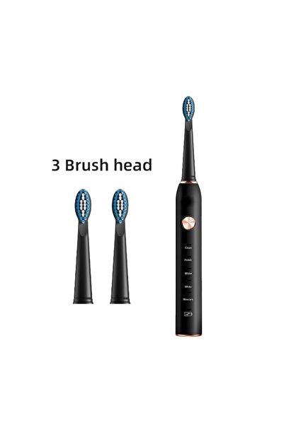Choice 3 brush head Jianpai Black and White Sonic Electric Toothbrush for Mal...