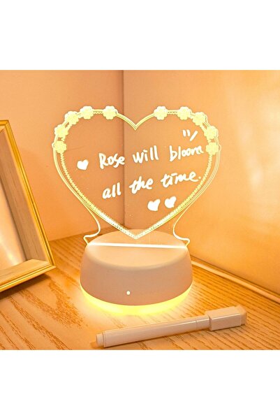 Choice مصباح ليلي LED على شكل قلب أصفر وأبيض مع لوحة رسائل - يعمل بمنفذ USB، ...