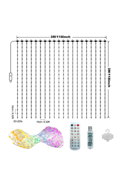 Choice ستارة إضاءة LED ذكية لعيد الميلاد، 3x3 متر، 400 مصباح LED، تحكم عبر تط...