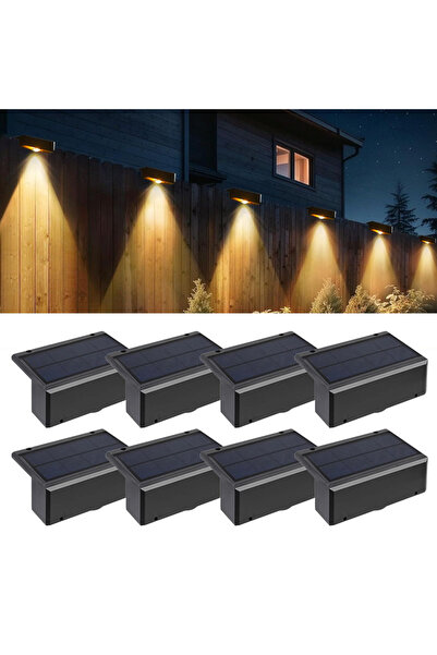 Choice مجموعة إضاءة جدارية تعمل بالطاقة الشمسية مزودة بـ 8 مصابيح LED دافئة، ...