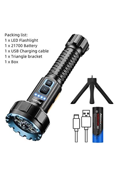Choice مصباح يدوي X104-USB-21700-112 بقوة 30 واط مزود بـ 1+8 مصابيح LED، قابل...