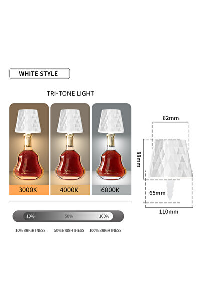 Choice مصباح زجاجة لاسلكي أبيض، تحكم باللمس، 3 ألوان، تعتيم متدرج، مصباح ليلي...