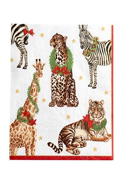 Caspari Wild Christmas Ivory Napkin Luncheon