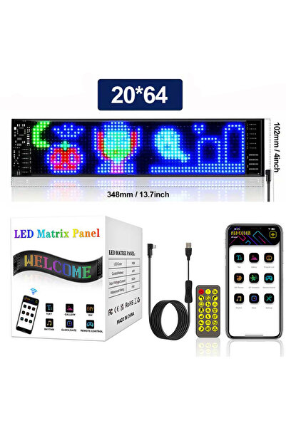 Choice 20x64 LEDs 10x35CM LED Sign Panel Scrolling Advertising Bluetooth App ...