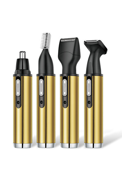 Choice مجموعة تجميل احترافية ذهبية 4 في 1، ماكينة حلاقة الأنف والأذن قابلة لإ...