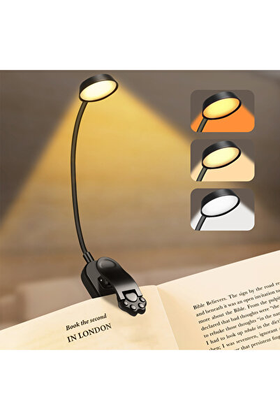 Choice مصباح قراءة صغير برأس دائري مزود بمشبك LED، قابل لإعادة الشحن عبر منفذ...