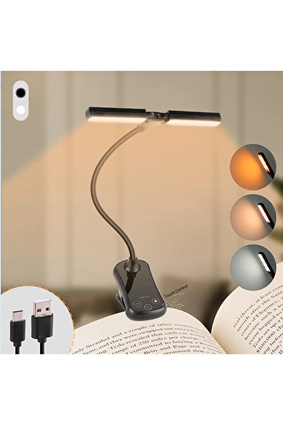 Choice مصباح قراءة أسود مزود بـ 14 مصباح LED، قابل للتثبيت بمشبك، بثلاثة ألوا...