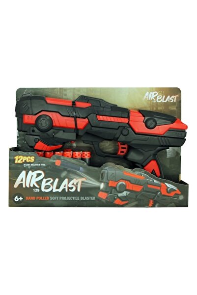 Jollity Toy Blaster Gun - Air Blast - with 12 bullets and flashlight, black w...