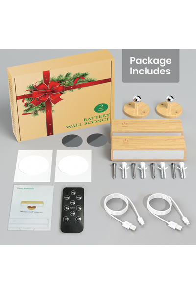 Choice مصباحان جداريان LED، لون أبيض طبيعي (3500-5500 كلفن)، مع جهاز تحكم عن ...