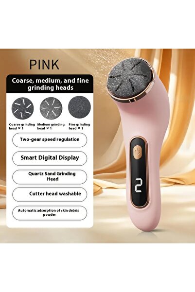 Choice جهاز تلميع أقدام كهربائي وردي اللون بشاشة رقمية، مزود بسرعتين، قابل لإ...
