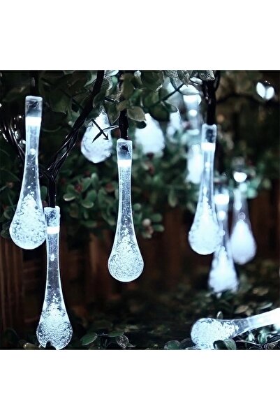 Choice 6.5M 30led White Solar LED Crystal Teardrop Shape Light String Outdoor...