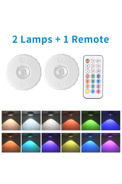Choice 2 Lamps 1 Remote Rechargeable LED Spotlights RGB Night Light Wireless ...