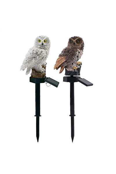 Heinast White-brown Outdoor Solar Lights Solar Powered LED Owl Garden Lights ...