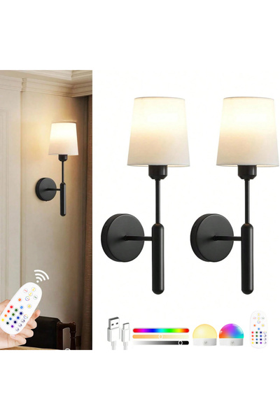 Choice Black-2Packs Battery-Powered Wall Light, Wireless Wall Light with Dimm...