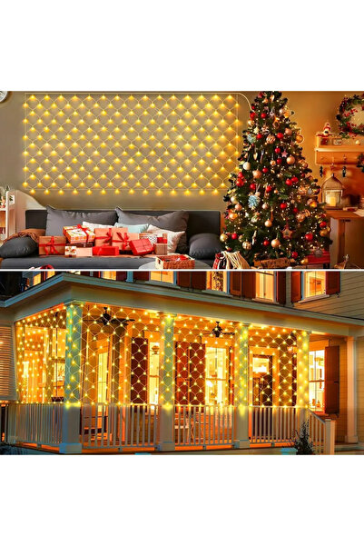 Choice شبكة إضاءة شمسية خارجية دافئة، 1.5 × 1.5 متر، قطعة واحدة، 8 أوضاع إضاء...