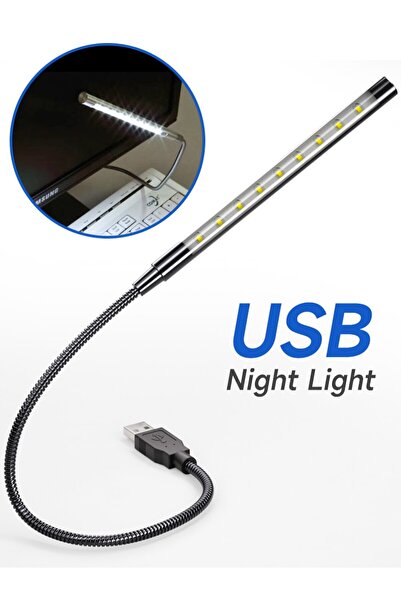 Choice مصباح كتاب LED أسود يعمل بمنفذ USB مصنوع من مادة معدنية مزود بـ 10 مصا...