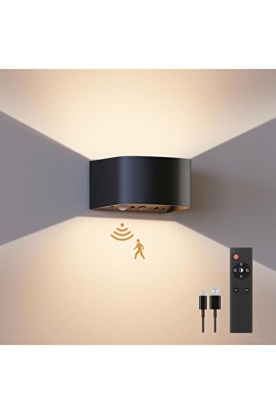 Choice مصباح جداري ذكي بمستشعر حركة أسود - قطعة واحدة، مصباح LED قابل لإعادة ...