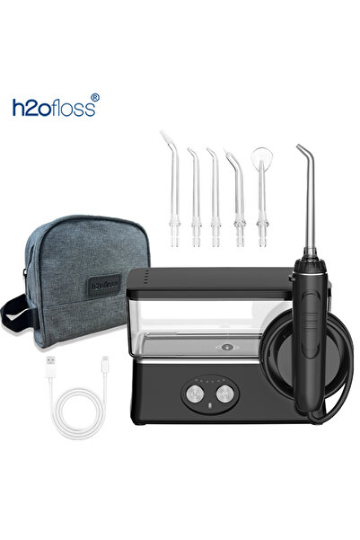 Choice جهاز تنظيف الأسنان بالماء H2ofloss أسود اللون، سعة 570 مل، جهاز ري فمو...
