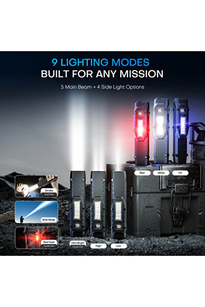 Choice مصباح يدوي مسطح قابل لإعادة الشحن جديد أسود S 2026، مصباح تكتيكي EDC م...