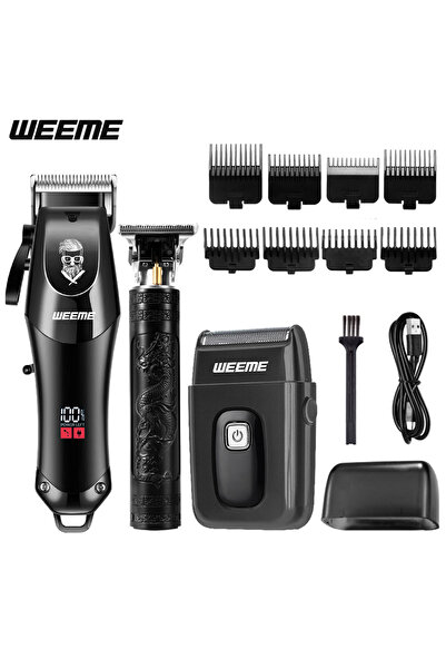 Choice طقم حلاقة رجالي لاسلكي احترافي أسود اللون، ماكينة حلاقة شعر ولحية قابل...