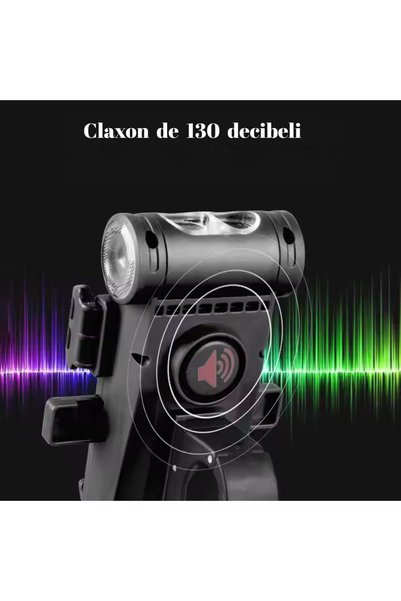 OEM TIRONIX Lanterna Bicicleta/Trotineta 4-in-1 500lm, Claxon 130dB, Suport Telefon, Power Bank 3500mAh