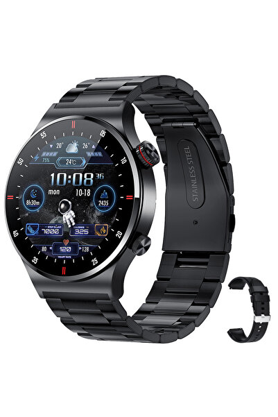 Choice ساعة ذكية جديدة للرجال من عام 2025 مزودة بحزام فولاذي أسود، وتقنية NFC...