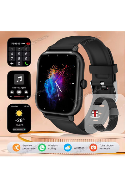 Choice ساعة ميلان الذكية باللون الأسود، متوافقة مع أجهزة أندرويد وآيفون، شاشة...