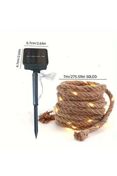 Choice 7M50LED Warm White 1pc50LED Solar Retro Hemp Rope Copper Wire Light Wi...