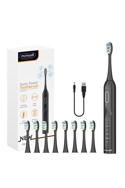 Mornwell T38 Black IPX7 Waterproof Sonicare Electric Toothbrush, 4-Hour Fast ...