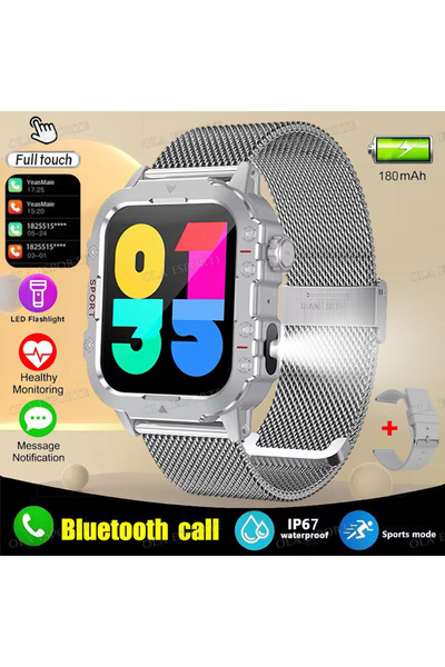 Choice Silver22Milan 2025 New Flashlight Smart Watch Men IP68 5ATM Outdoor Sp...