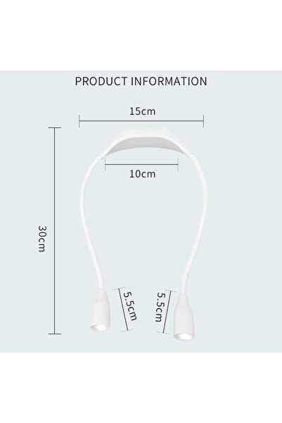 Alloet مصباح قراءة LED أبيض للرقبة، بأذرع قابلة للطي، مصباح يدوي مرن، يتيح لك...