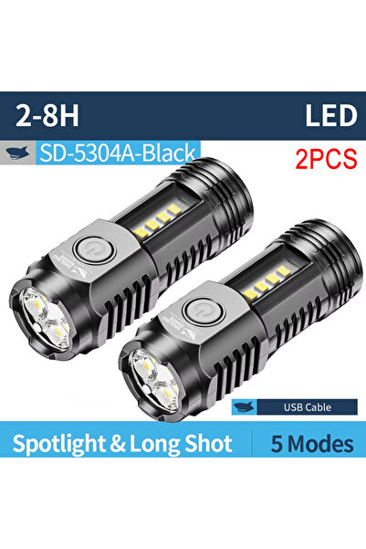 Choice مصباحان يدويان LED عاليي الطاقة SD-5304A مزودان ببطارية قابلة لإعادة ا...