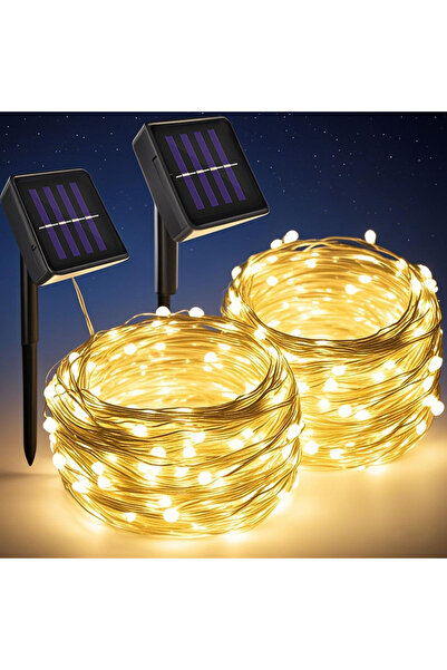 Choice مصباحان شمسيان بطول 30 مترًا، مزودان بـ 300 مصباح LED دافئ، يعملان بال...