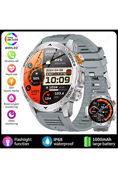 Choice ساعة ذكية رمادية اللون، موديل 2025، ببطارية فائقة السعة 1000 مللي أمبي...