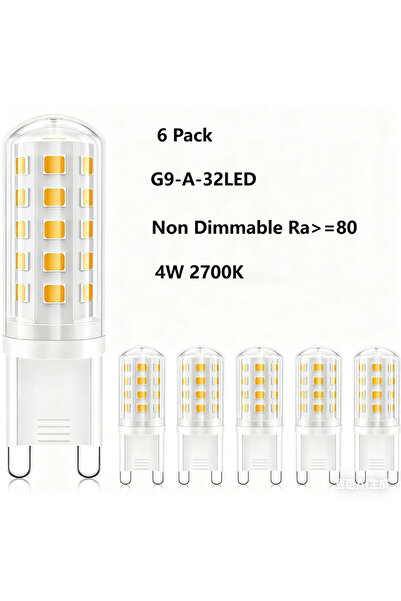Choice مصباح LED G9 أبيض دافئ 4 واط، 2700 كلفن، عبوة من 6 مصابيح، قاعدة ثنائي...