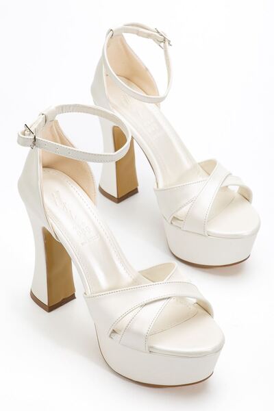 Hayalimdeki Ayakkabı Women's White Skin Platform Heeled Evening Dress Shoes