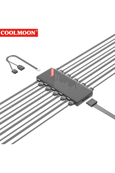 Choice Black Color COOLMOON 1 To 10 PWM & ARGB Hub Splitter Magnetic Suction ...