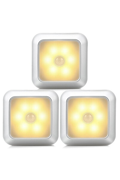 Choice Warm White -3PCS LED Night Light Smart Motion Sensor Night Light 3A Ba...