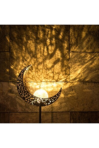 Choice مصباح قمري شمسي واحد، أبيض دافئ، 0-5 واط - كرة زجاجية متشققة مع مصباح ...