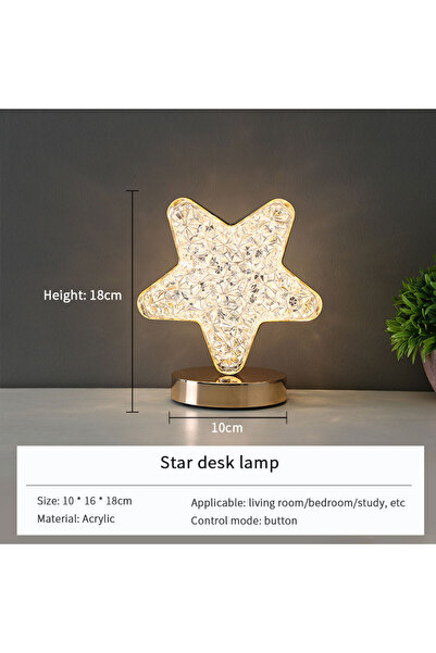 GGBEE مصباح ليلي LED قابل لإعادة الشحن على شكل نجوم وقمر، مصباح طاولة كريستال...