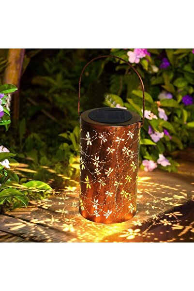 Choice مصباح فانوس حديدي يعمل بالطاقة الشمسية على شكل يعسوب، قطعة واحدة، إضاء...