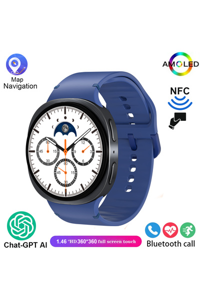 Choice ساعة ذكية جديدة زرقاء 2025، شاشة فائقة الوضوح 46 مم، تدعم الدردشة، ونظ...