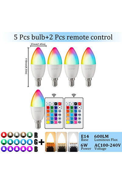 Choice مصباح LED على شكل شمعة، RGB، 6000 كلفن، 5 قطع، 1-10 قطع، يعمل بجهد 100...