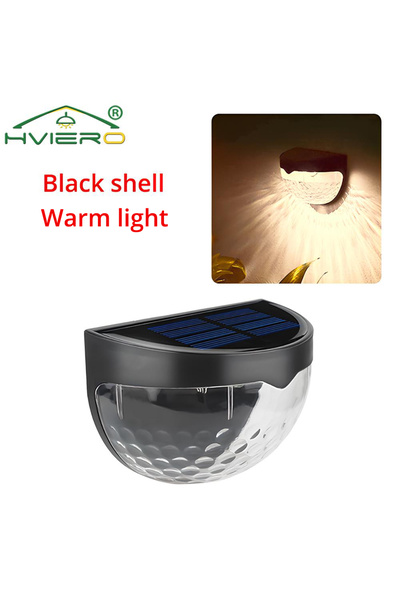 Choice1 Black shell Warm Outdoor Wall Lamp Solar Hedge Light 6LED Half Round ...