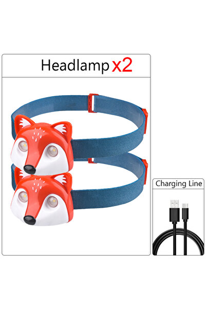 Choice5 مصباحان رأس LED قابلان لإعادة الشحن للأطفال من هايناست فوكس، بتصميم ح...