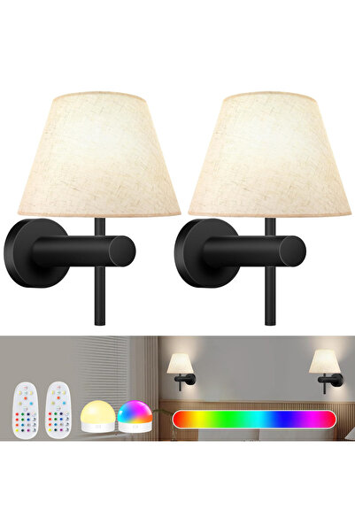 Choice Black-2Pack Cordless Rechargeable Battery Powered Wall Lamp 12Rgb Wire...