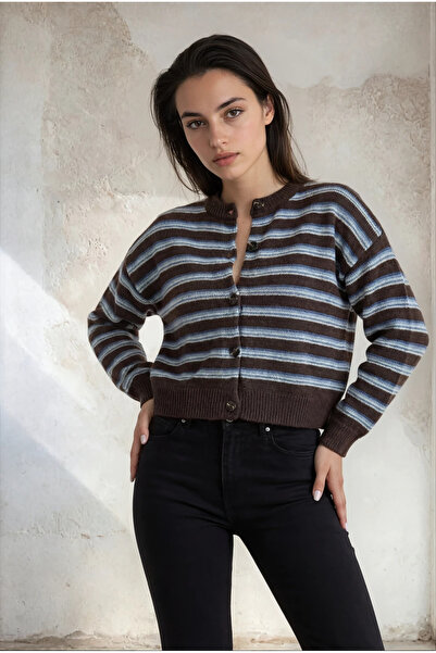Figo Striped Buttoned Spring Women's Cardigan