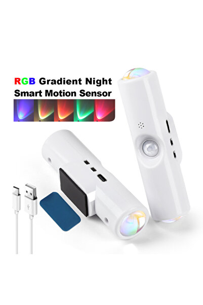 Choice مصباح ليلي مزود بمستشعر حركة LED RGB يعمل بمنفذ USB، مصباح جداري LED ق...
