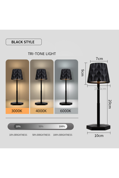 Choice مصباح طاولة لاسلكي أسود يعمل باللمس، بثلاثة ألوان، قابل لإعادة الشحن، ...