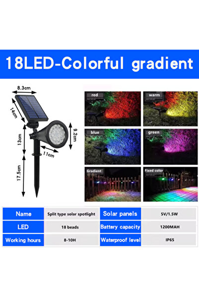 Choice مصباح حديقة يعمل بالطاقة الشمسية مزود بـ 18 مصباح LED RGB، مصباح أرضي،...